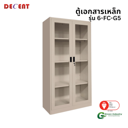 ตู้เอกสารเหล็กบานเปิด-กระจก DECENT รุ่น FC-G5 สีครีม 91.7ซม_0